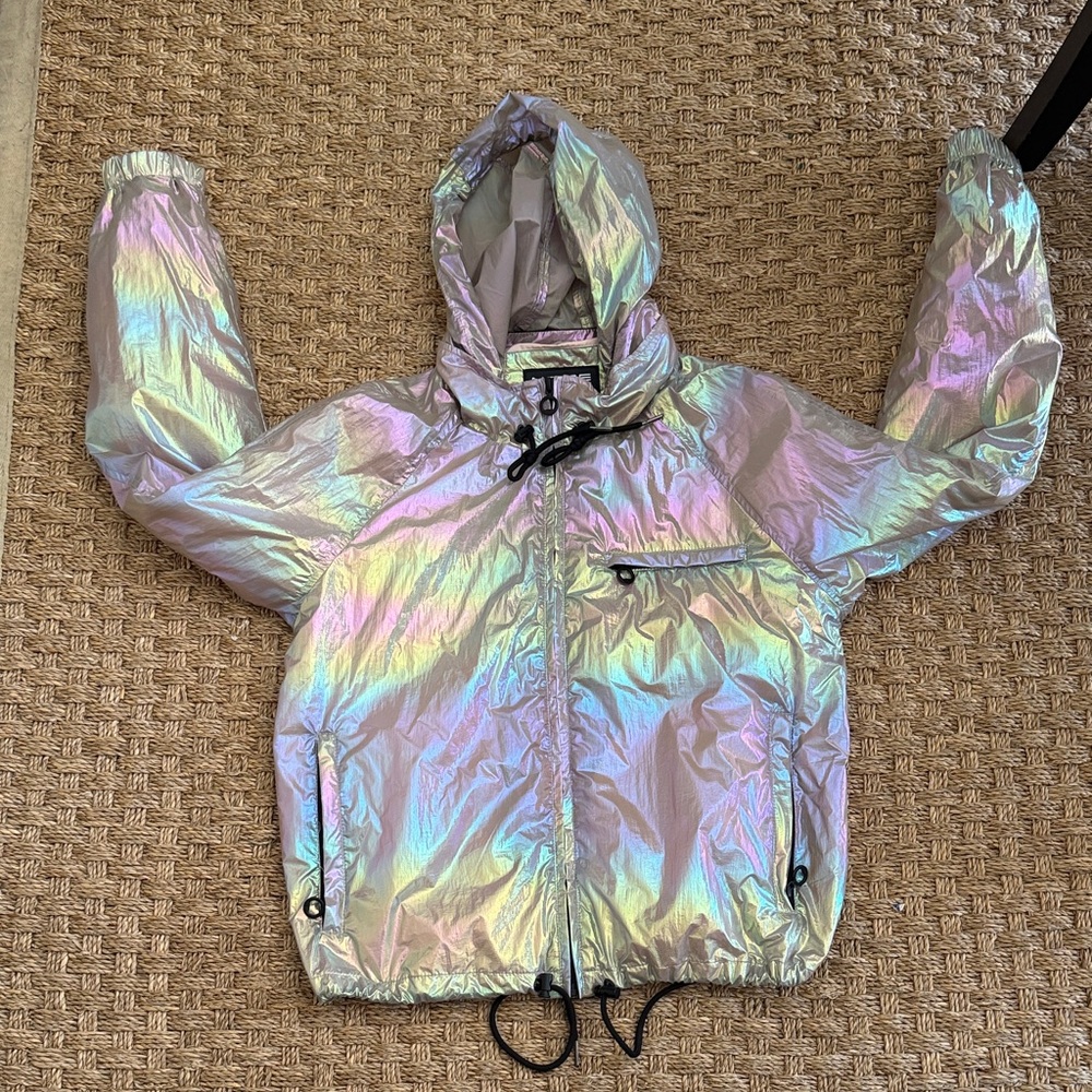 Noize EZRA WINDBREAKER Iridescent hooded jacket coat women’s sz medium